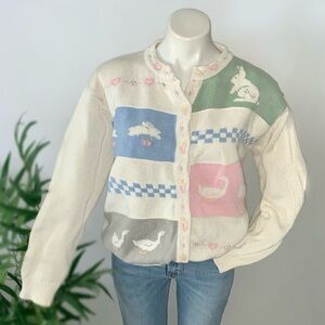 v i n t a g e :: Whimsy Eddie Bauer 1989 Cottagecore Pastel Knit Cardigan